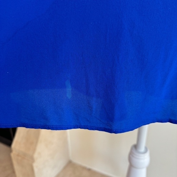 Lavender Brown Cobalt Blue Sleeveless Mini A Line Womens Size S Silk Pockets - Picture 8 of 15